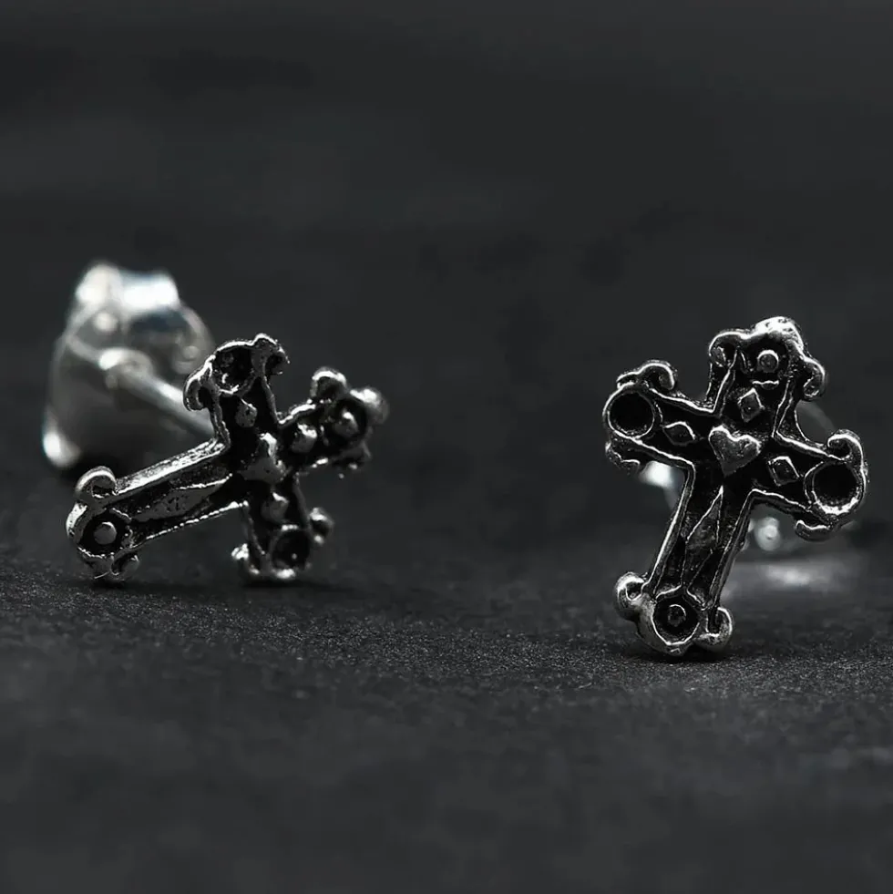 Gothic Kreuz Ohrstecker 925 Silber Ohrschmuck