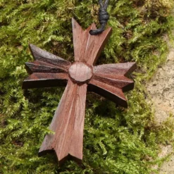Gothik Kreuz Holz Schmuck Anhänger Kette