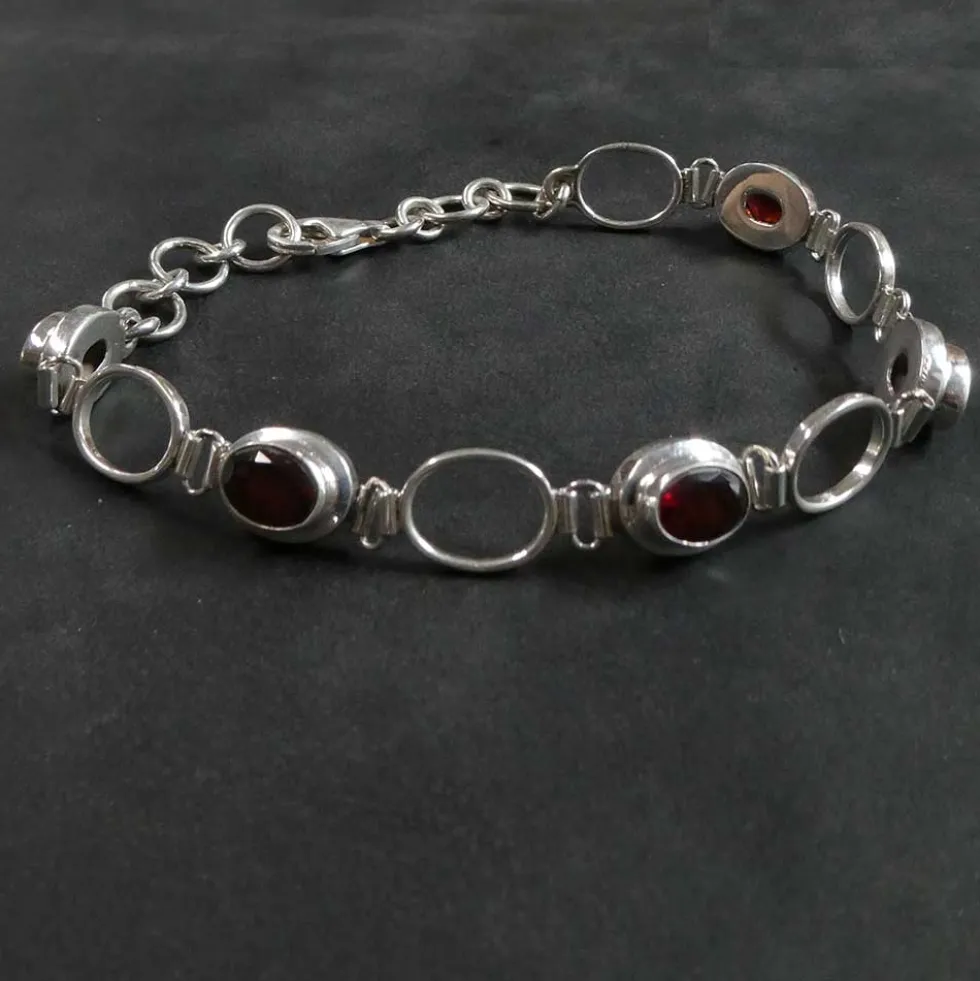 Granat Armband 925 Silber Armschmuck