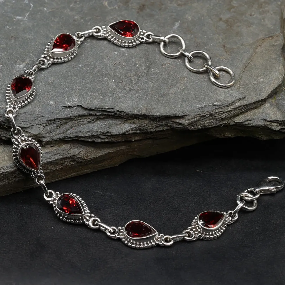 Granat Armband 925 Silber edler Armschmuck aus Sterlingsilber
