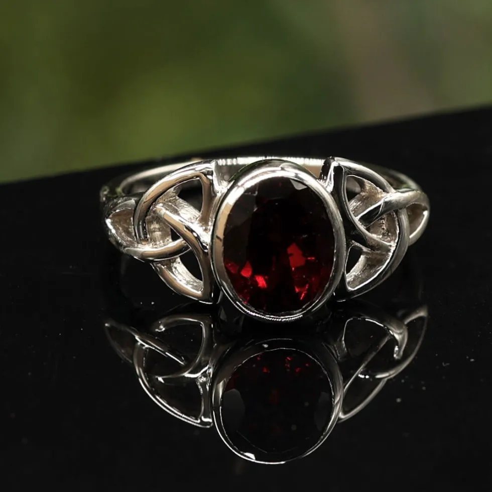 Granat Ring Edelstein Damenring keltisches Design 925 Silber
