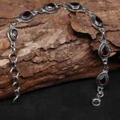 Granat Silber Edelstein Armband zeitloser Damen Armschmuck