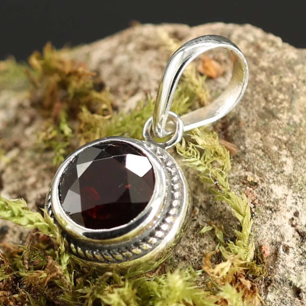 Granat Steinschmuck Anhänger 925 Silber