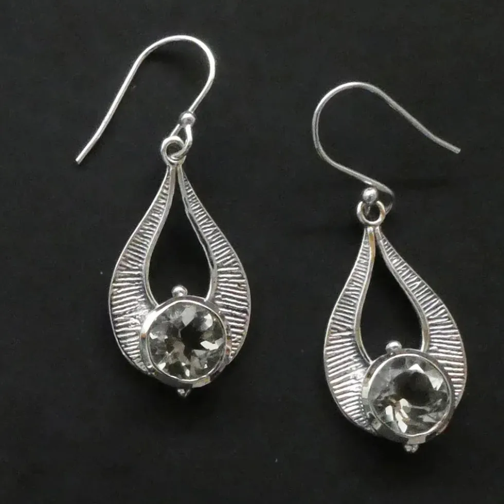 Grüner Amethyst Ohrhänger 925er Design Silber Ohrschmuck Einhänger