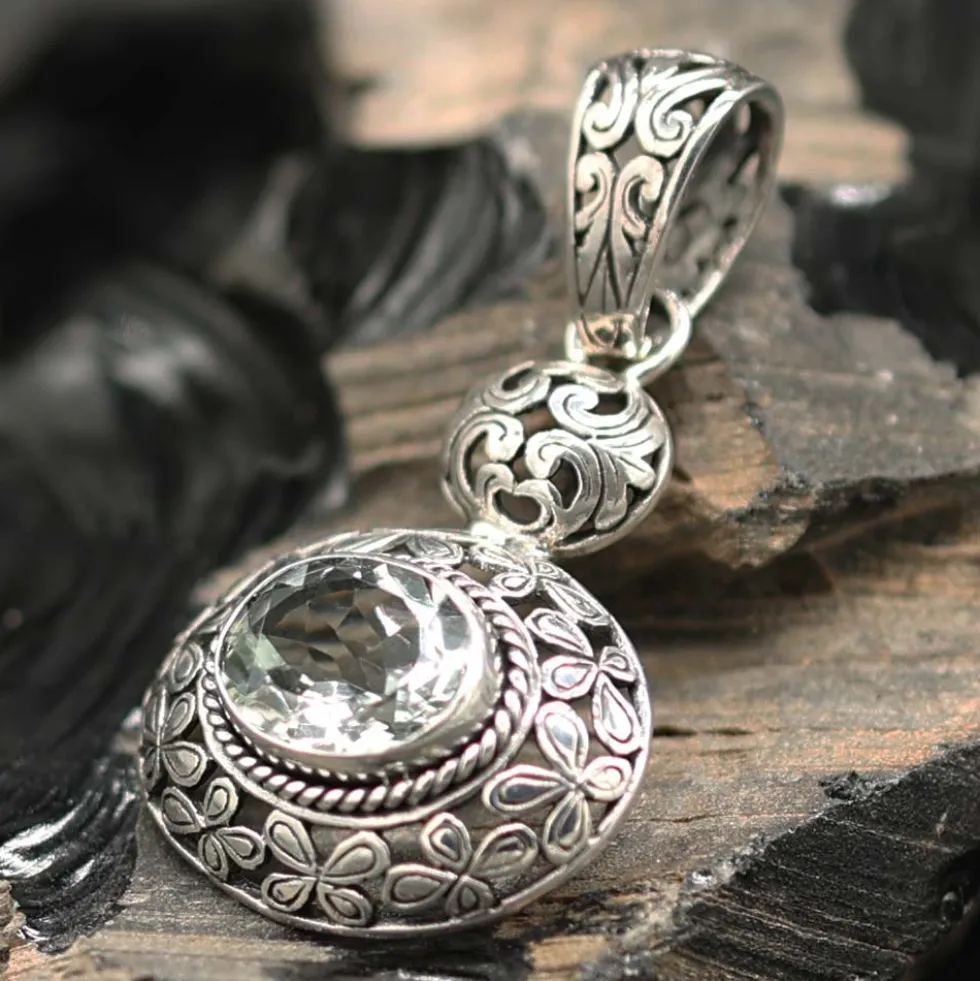 Grüner Amethyst Steinschmuck Anhänger 925 Silber