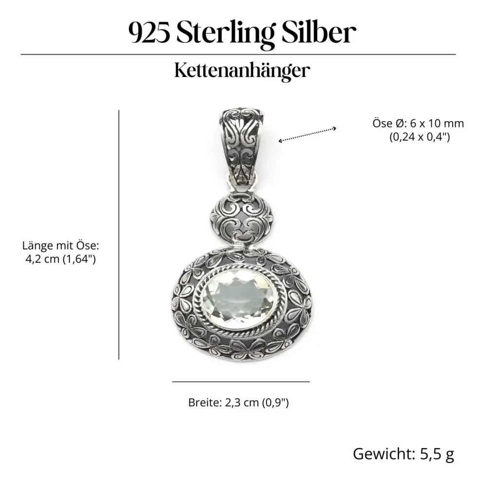 Grüner Amethyst Steinschmuck Anhänger 925 Silber