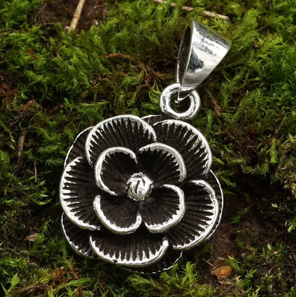 Große Rose Schmuck Kettenanhänger 925 Silber