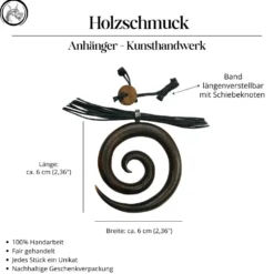 Große Spirale Holzschmuck Halskette mit Verschluß