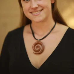 Große Spirale Holzschmuck Halskette mit Verschluß