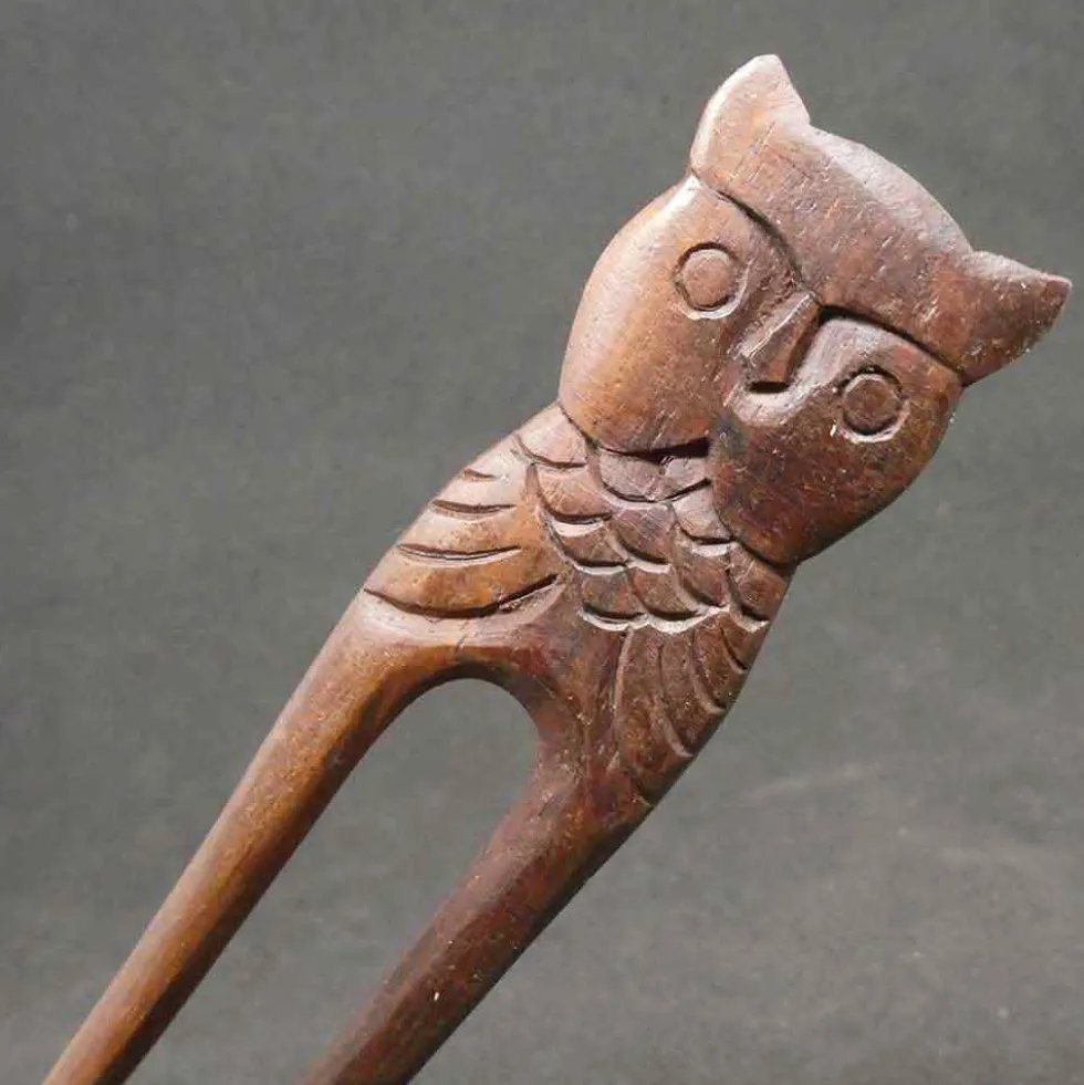 Haarstab Eule Haarschmuck Holzschmuck geschnitzt
