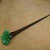 Haarstab Holz mit grüner Blume Haarschmuck für Hochsteckfrisuren