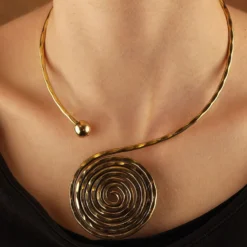 Halsreif Collier Design Spirale Messing Halskette