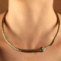 Halsschmuck Collier Design Schlange Messing Halskette
