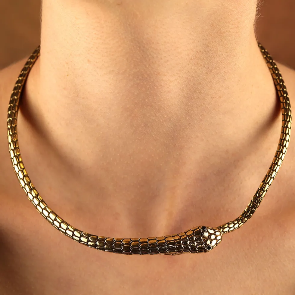 Halsschmuck Collier Design Schlange Messing Halskette
