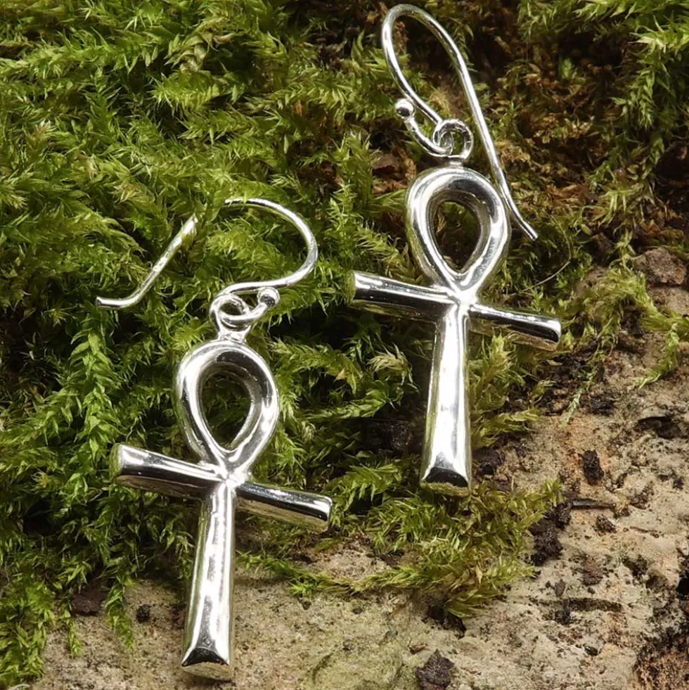 Henkelkreuz Ohrhänger Schlüssel des ewigen Lebens Ankh Ohrschmuck 925 Silber (Paar)