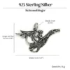 Hexe auf Drachen Schmuck 925 Sterlingsilber Anhänger
