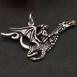 Hexe auf Drachen Schmuck 925 Sterlingsilber Anhänger