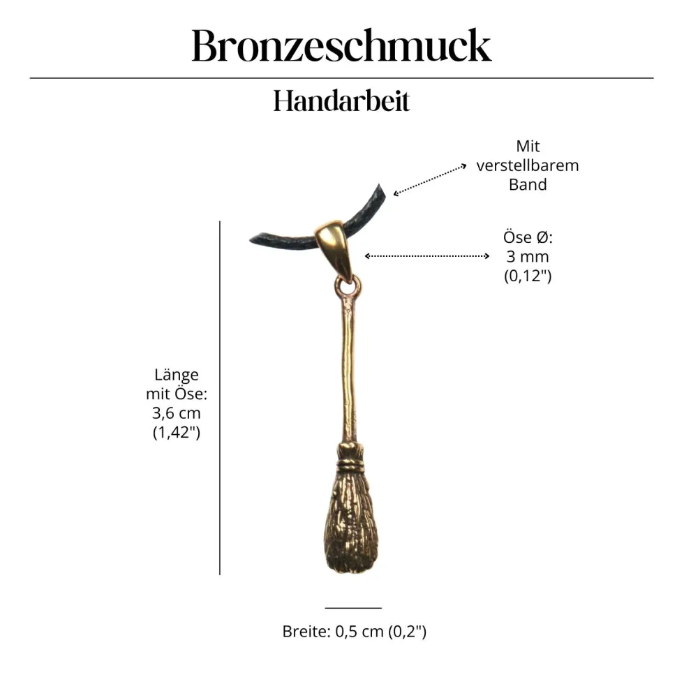 Hexenbesen Anhänger Schmuck Bronze