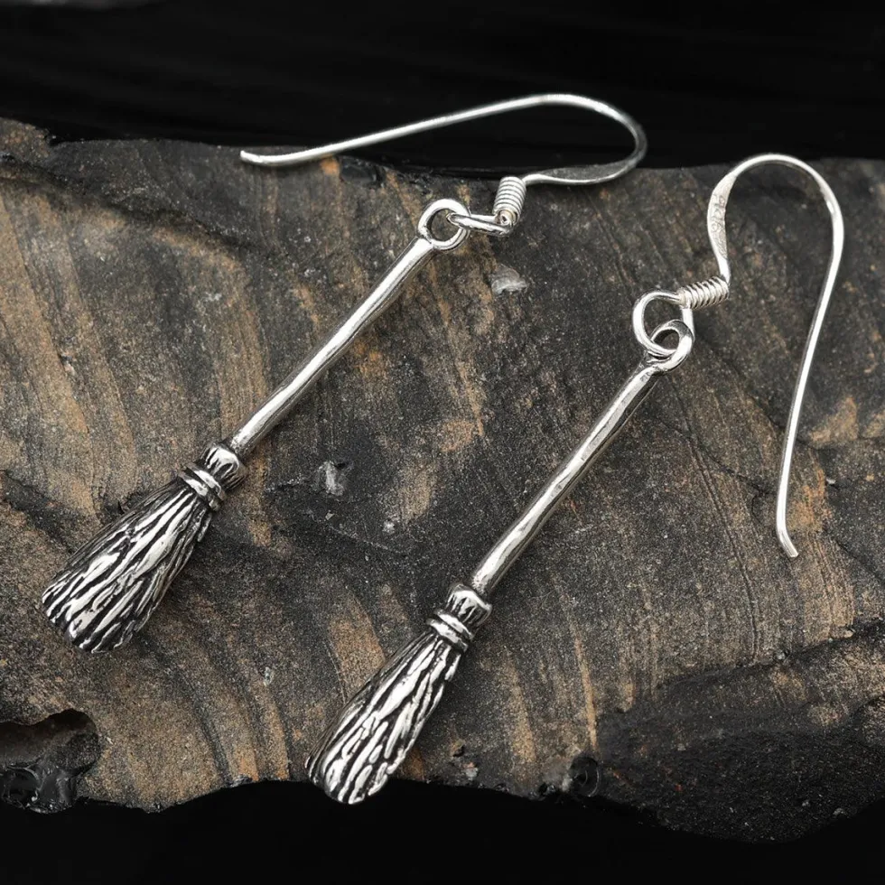 Hexen Besen Schmuck Ohrhänger Sterlingsilber (Paar)