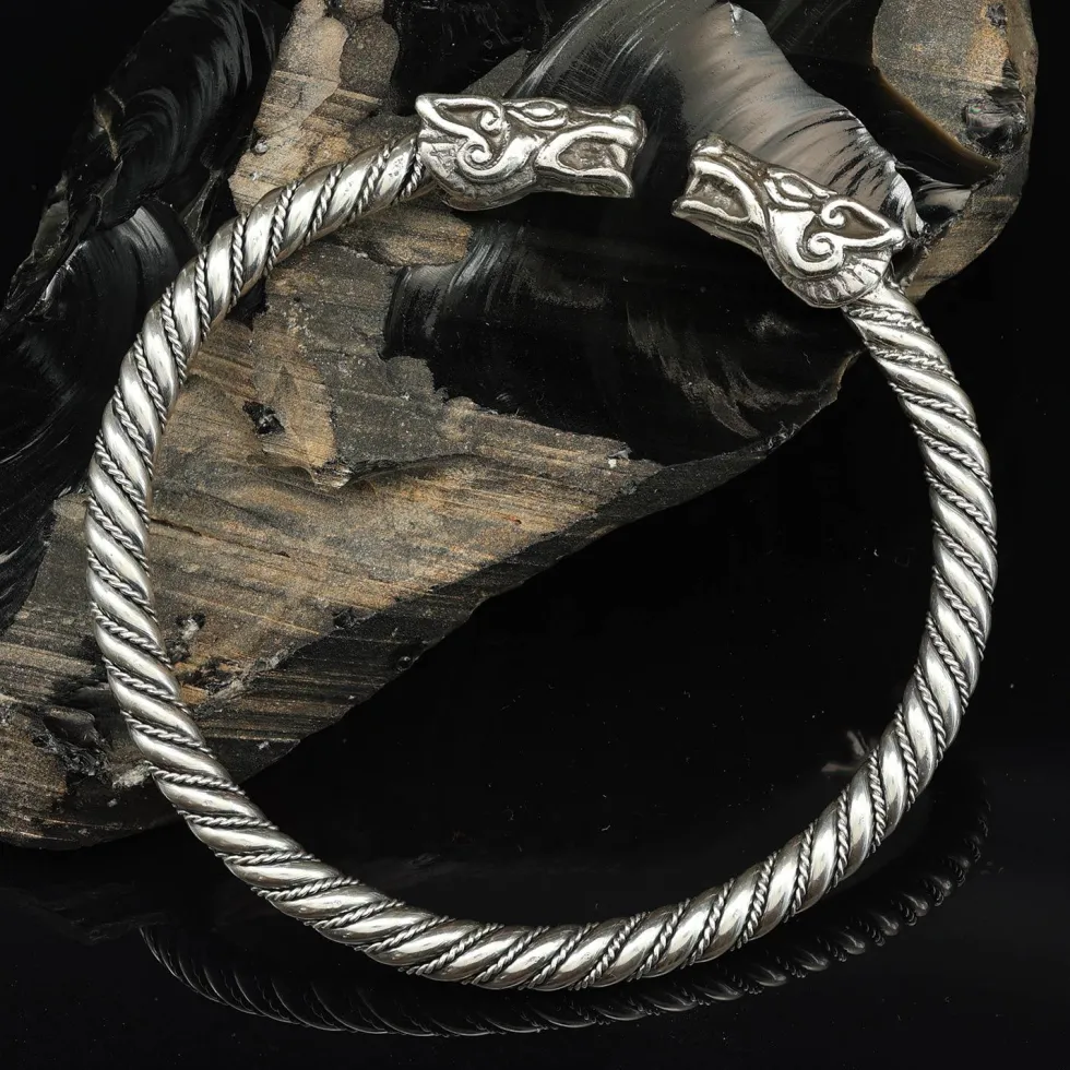 Himmelswölfe Frauen Armreif Silber Wikinger Armschmuck 925 Silber