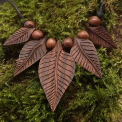 Holzschmuck Blatt Kette Collier geschnitzt
