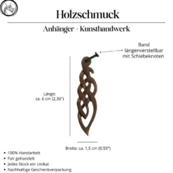 Holzschmuck keltischer Schmuck Anhänger geschnitzter Kettenanhänger