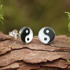 Jing Jang Ohrringe 9 mm Ohrstecker 925 Silber Ohrschmuck