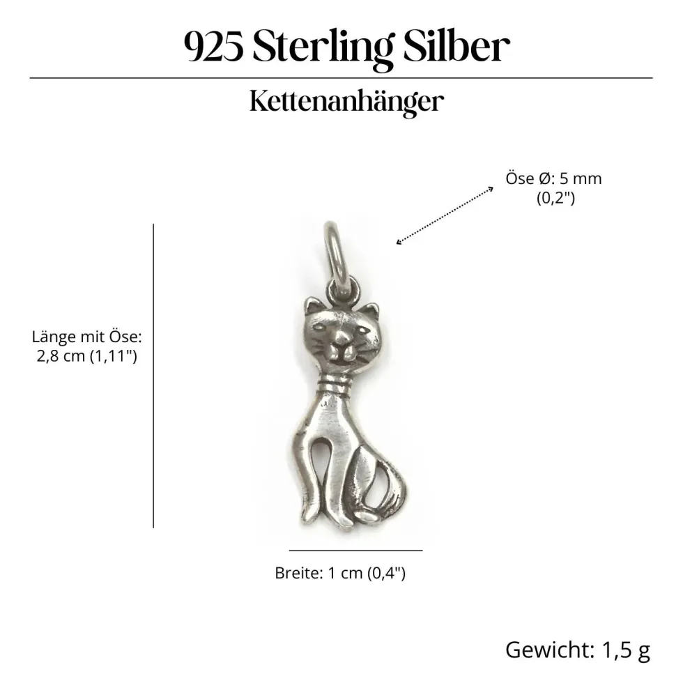 Katzen Schmuck Kettenanhänger 925 Silber