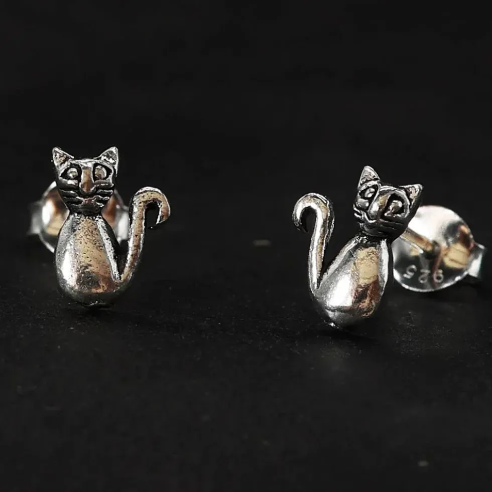 Katze Ohrstecker 925 Silber Ohrschmuck