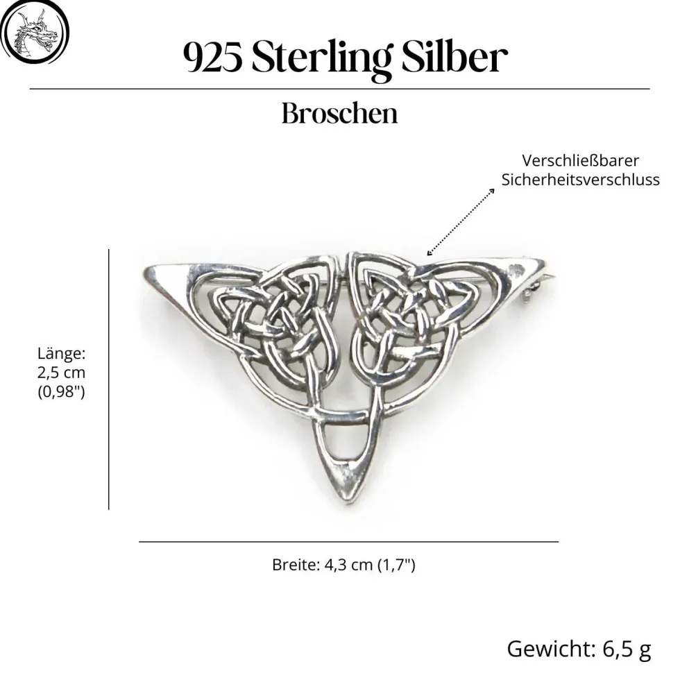 Kelten Brosche Dreieck 925 Silber