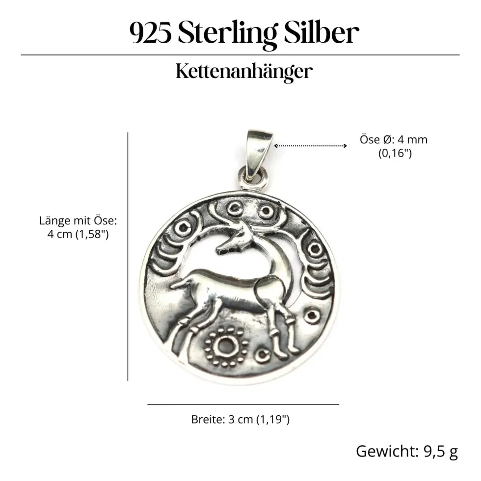 Kelten Hirsch Anhänger 925 Silber Kettenanhänger