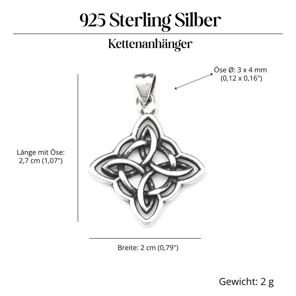 Kelten Quadrat Anhänger Silber keltischer Kettenanhänger 925/000