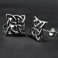 Kelten Quadrat Ohrstecker Sterlingsilber Ohrschmuck