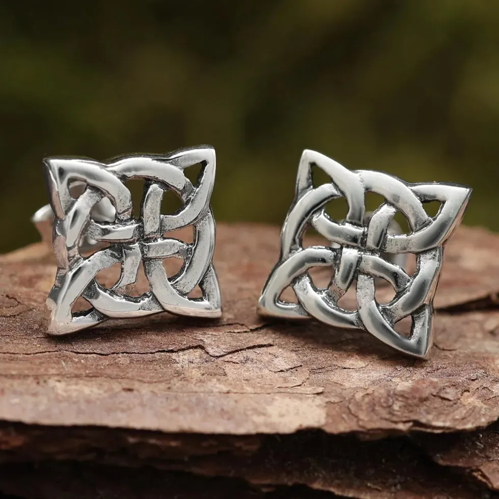 Kelten Quadrat Ohrstecker Sterlingsilber Ohrschmuck