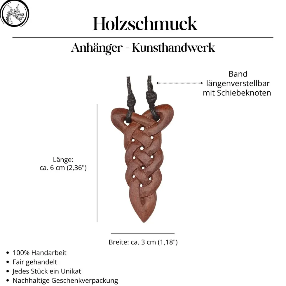 Kelten Schmuck aus Holz Kunst Handwerk geschnitzt