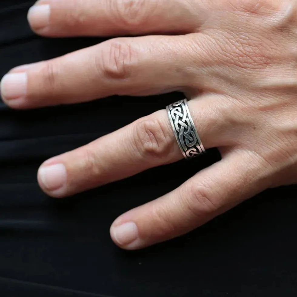 Kelten Schmuck Ring breit Silber keltischer Knoten 925 Silber