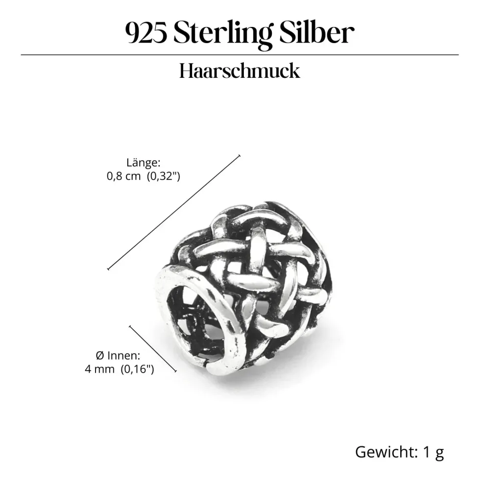 Keltische Bartperle Keltenknoten 925 Silber Bartschmuck