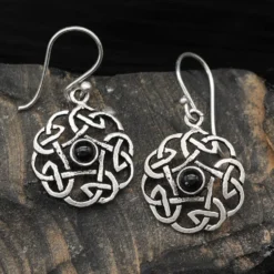 Keltische Ohrhänger Onyx 925 Sterlingsilber (Paar)