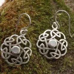 keltische Ohrhänger Perlmutt 925 Sterlingsilber (Paar)