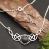Keltische Onyx Halskette 925 Silber Damen Collier längenverstellbar edler Edelstein schwarz