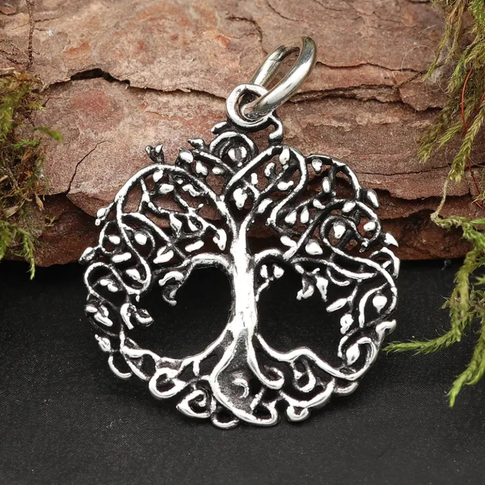 Keltischer Baum Anhänger mit Blätter Silber 925/000
