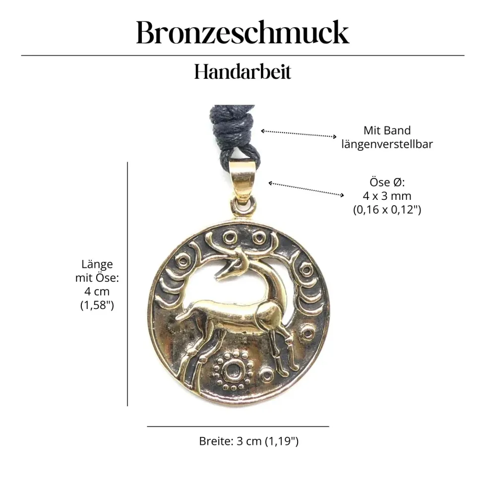 Keltischer Hirsch Schmuck Bronze Anhänger