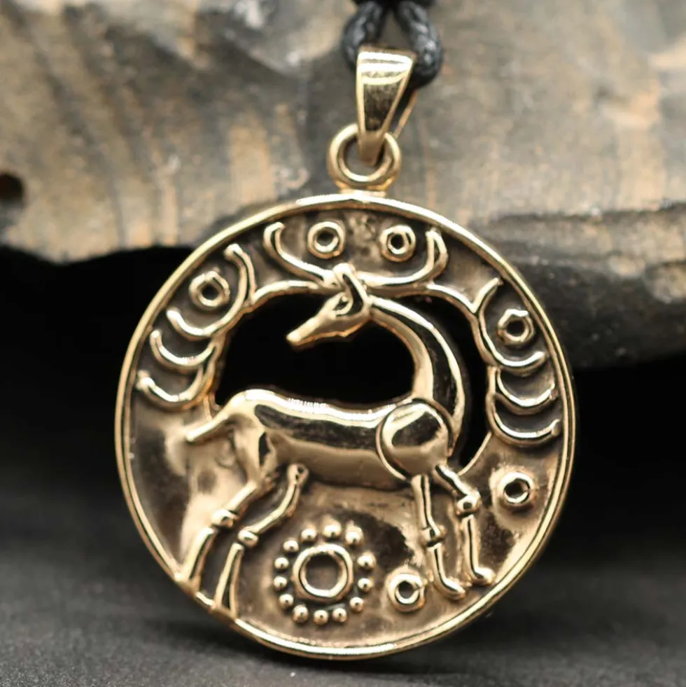Keltischer Hirsch Schmuck Bronze Anhänger