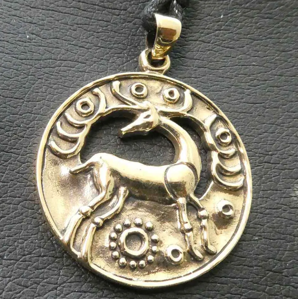 Keltischer Hirsch Schmuck Bronze Anhänger