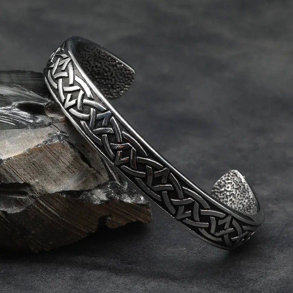 Keltischer Knoten Armreif Edelstahl Kelten Armspange Biker