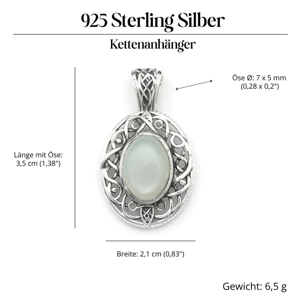 Keltischer Mondstein Silber Anhänger Keltenknoten einbändig
