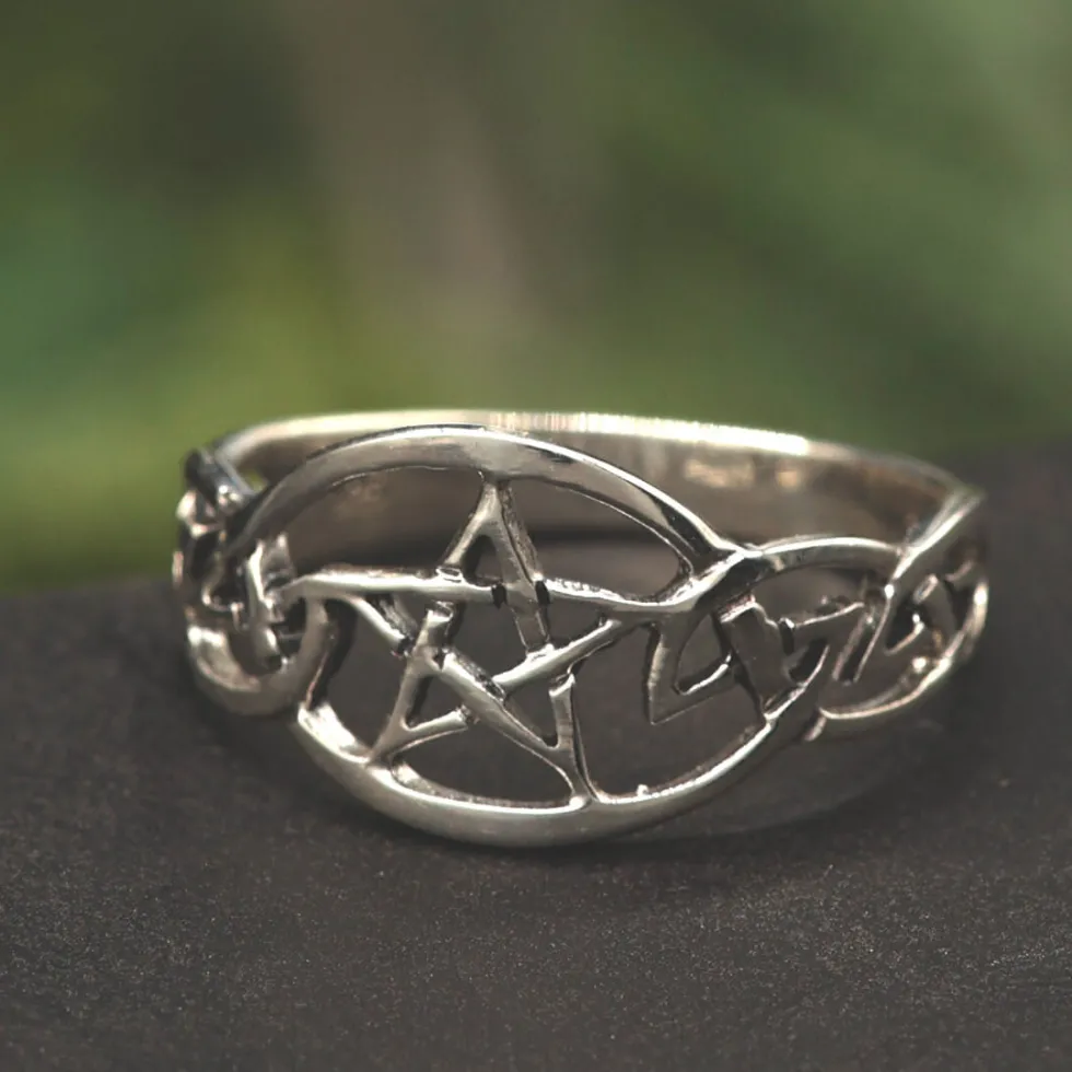 Keltischer Pentagramm Ring 925 Silber Schmuck