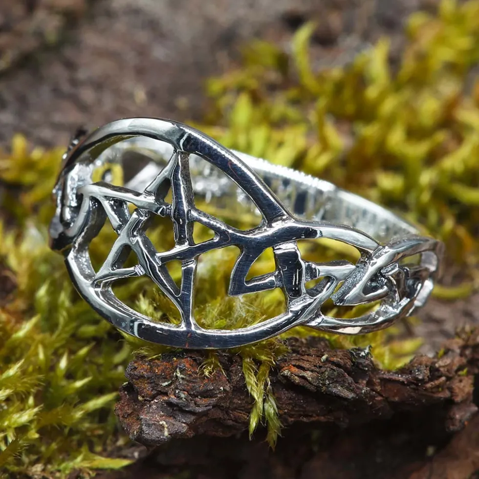Keltischer Pentagramm Ring 925 Silber Schmuck