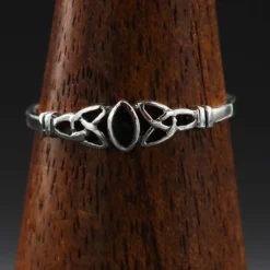 Keltischer Ring mit Schwarzem Perlmutt Damenring 925 Silber Kinderring