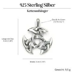 Keltischer Schmuck Anhänger Silber offene Dreifalt 925 Silber